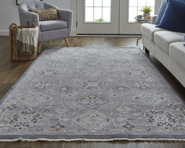 HomeRoots 12' Gray Charcoal and Orange Floral Area Rug – Durable, Stain-Resistant Design for Modern Living Spaces 12' X 15' 513713