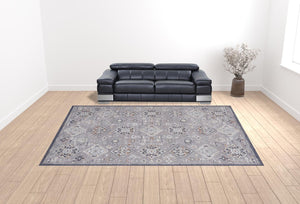 HomeRoots 12' Gray Charcoal and Orange Floral Area Rug – Durable, Stain-Resistant Design for Modern Living Spaces 12' X 15' 513713