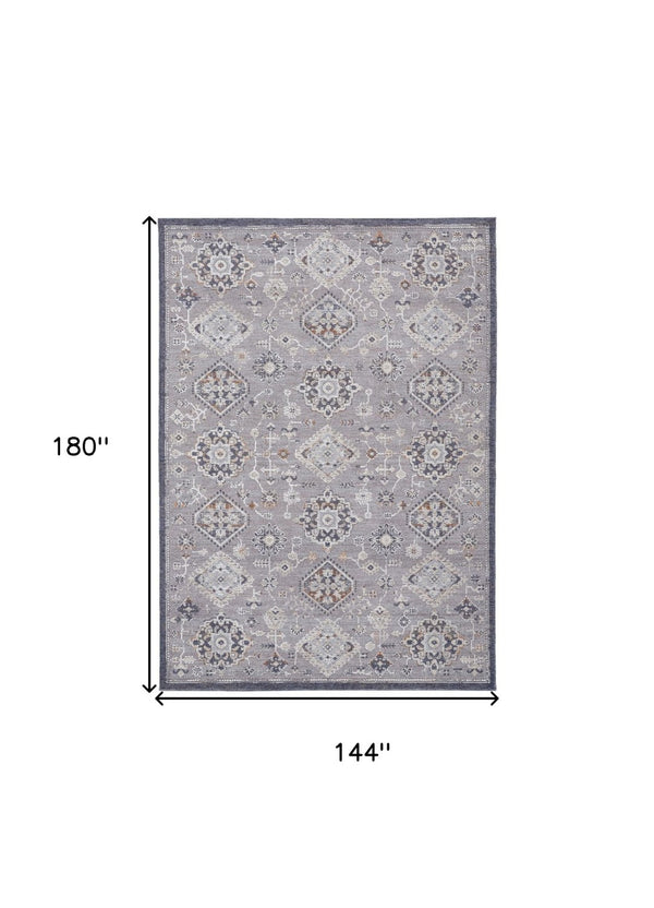 HomeRoots 12' Gray Charcoal and Orange Floral Area Rug – Durable, Stain-Resistant Design for Modern Living Spaces 12' X 15' 513713