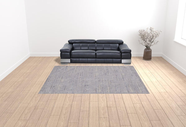 HomeRoots 9' Gray and Ivory Striped Distressed Area Rug - Soft, Durable, and Stain-Resistant for Modern Homes 9' X 12' 513719