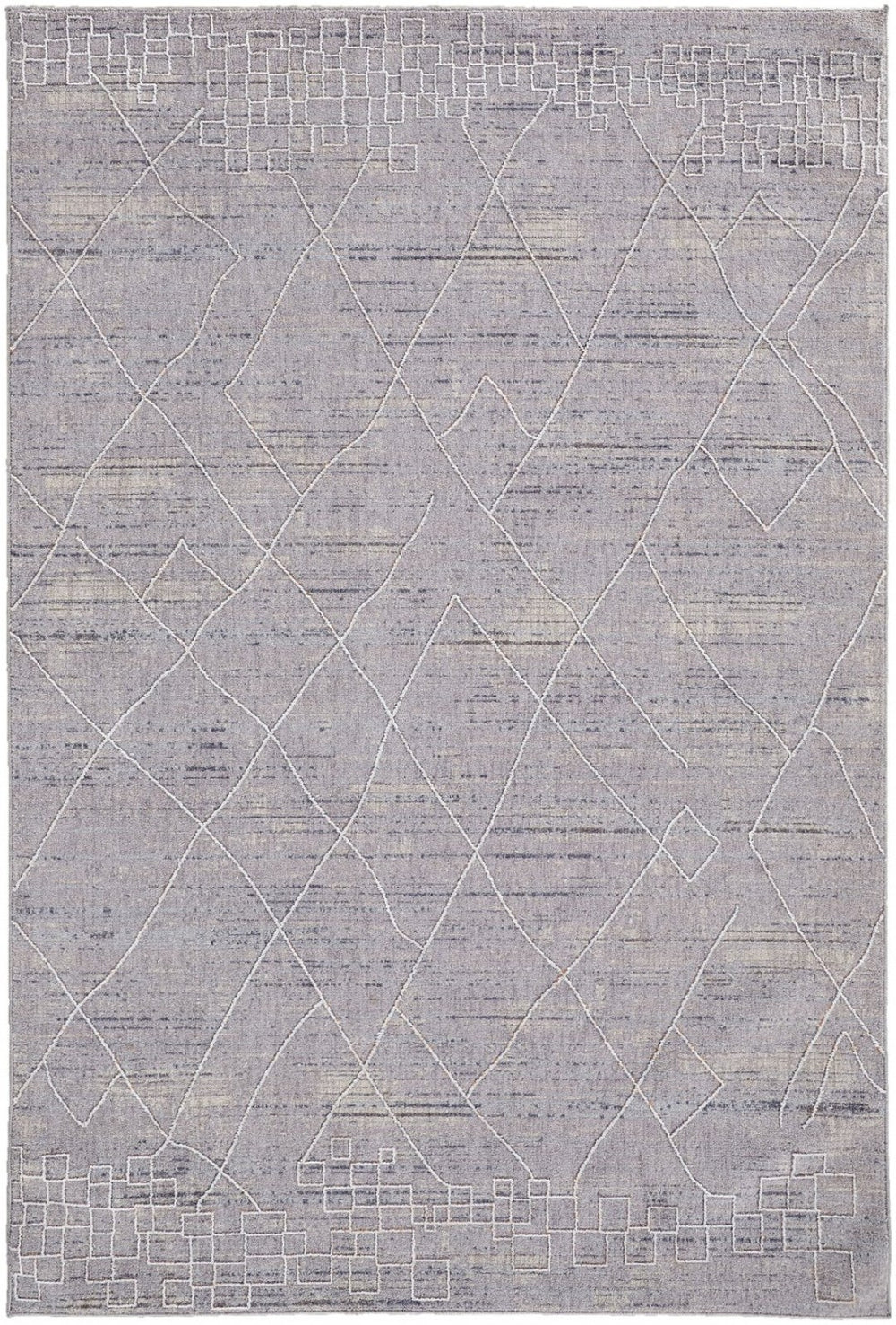 HomeRoots 9' Gray and Ivory Striped Distressed Area Rug - Soft, Durable, and Stain-Resistant for Modern Homes 12' X 15' 513722