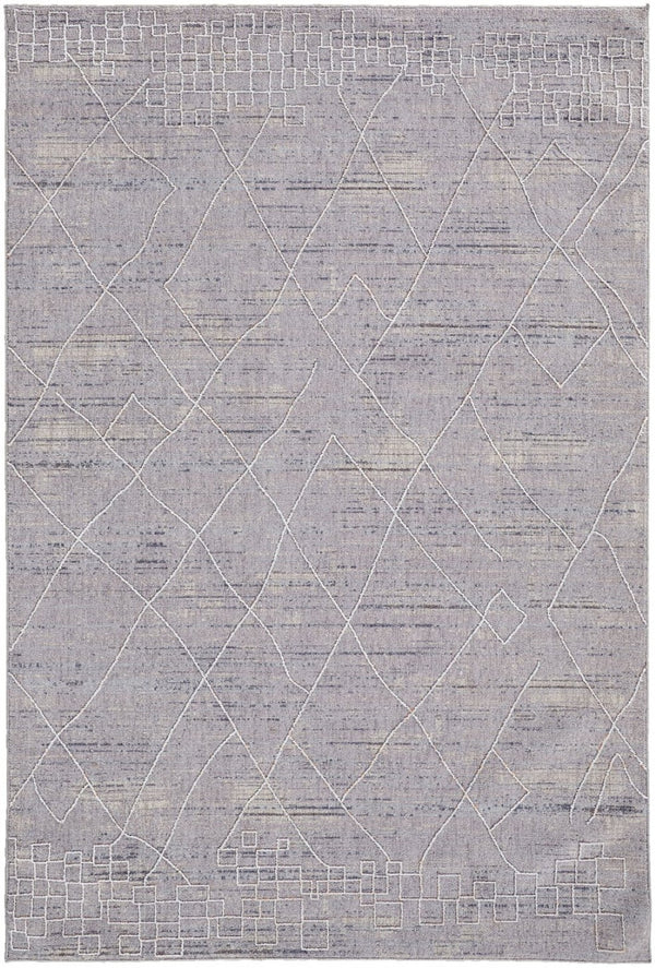 HomeRoots 9' Gray and Ivory Striped Distressed Area Rug - Soft, Durable, and Stain-Resistant for Modern Homes 12' X 15' 513722