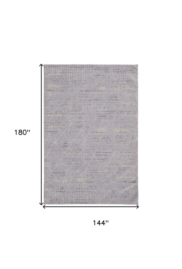 HomeRoots 9' Gray and Ivory Striped Distressed Area Rug - Soft, Durable, and Stain-Resistant for Modern Homes 12' X 15' 513722