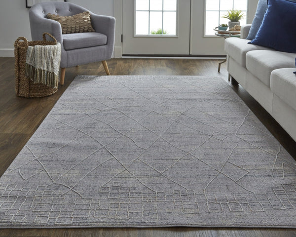 HomeRoots 9' Gray and Ivory Striped Distressed Area Rug - Soft, Durable, and Stain-Resistant for Modern Homes 12' X 15' 513722