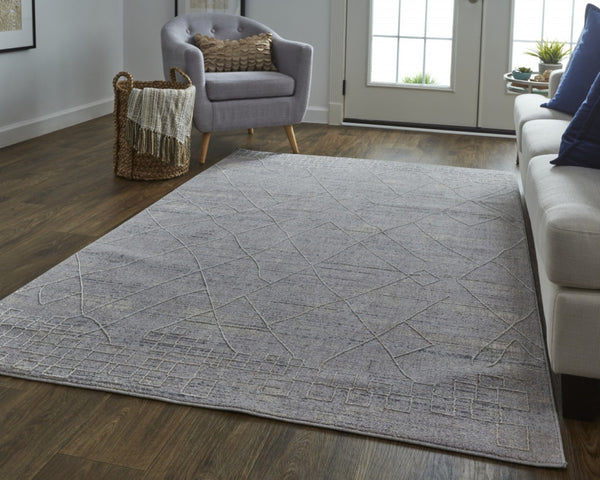 HomeRoots 9' Gray and Ivory Striped Distressed Area Rug - Soft, Durable, and Stain-Resistant for Modern Homes 12' X 15' 513722