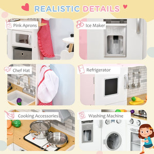 English Elm Qaba Wooden Corner Play Kitchen with Sound Effects Oven Ice Maker and Washing Machine W2225P217655