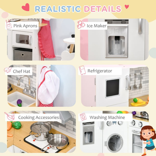 English Elm Qaba Wooden Corner Play Kitchen with Sound Effects Oven Ice Maker and Washing Machine W2225P217655