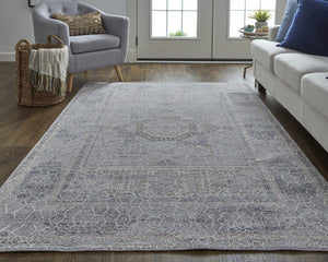 Homeroots 5' X 8' Gray And Ivory Floral Power Loom Distressed Area Rug  Polyester 513725