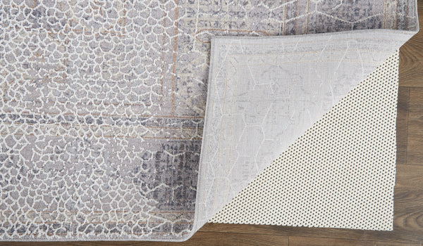 Homeroots 5' X 8' Gray And Ivory Floral Power Loom Distressed Area Rug  Polyester 513725