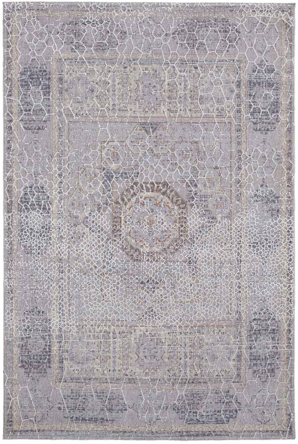 HomeRoots 12' Gray and Ivory Floral Area Rug - Durable, Stain-Resistant, Power-Loomed Design for Any Space 12' X 15' 513731