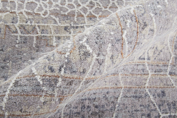 Homeroots 12' X 15' Gray And Ivory Floral Power Loom Distressed Stain Resistant Area Rug  Polyester 513731