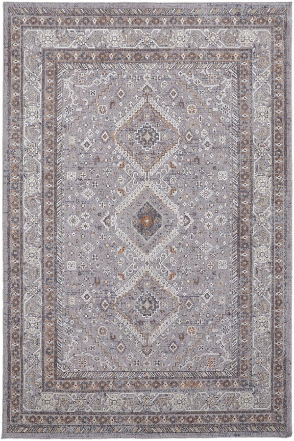 Floral Area Rug Power Loomed Stain Resistant Polyester Blend for Living or Dining Room Accent