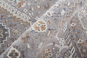 HomeRoots 10' Elegant Gray, Orange, and Ivory Floral Area Rug – Stain-Resistant, Power-Loomed Design for Comfort 10' X 13' 513738