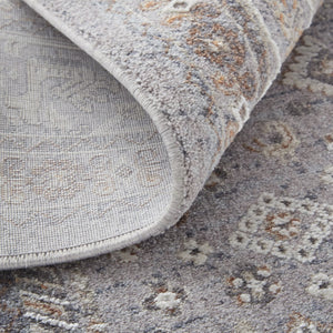 HomeRoots 10' Elegant Gray, Orange, and Ivory Floral Area Rug – Stain-Resistant, Power-Loomed Design for Comfort 12' X 15' 513740