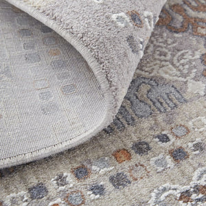 Geometric Distressed Area Rug Power Loomed Neutral Tones for Living Room Floor Accent Decor