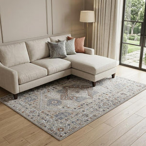 9x12 Geometric Distressed Area Rug Stain Resistant Polyester Living Room Accent