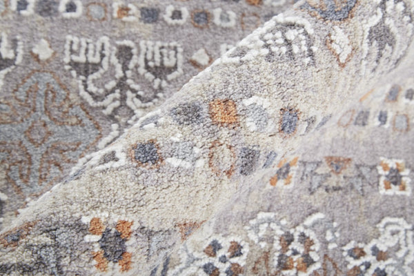HomeRoots 9x12 Geometric Distressed Area Rug Stain Resistant Polyester Living Room Accent 513746