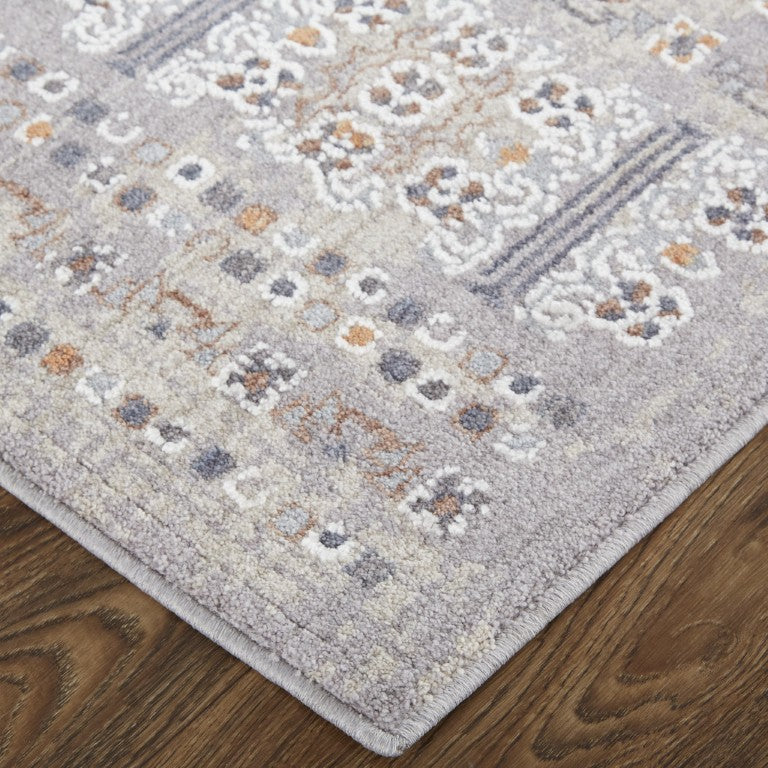 HomeRoots 9x12 Geometric Distressed Area Rug Stain Resistant Polyester Living Room Accent 513746