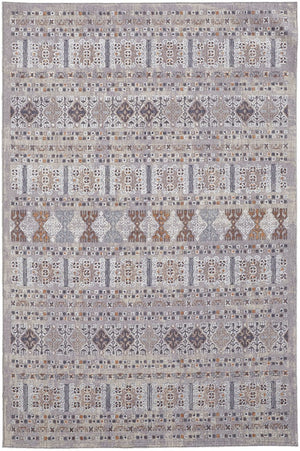 HomeRoots 12' Geometric Distressed Area Rug in Orange, Gray, and White - Stain-Resistant for Modern Spaces 12' X 15' 513749