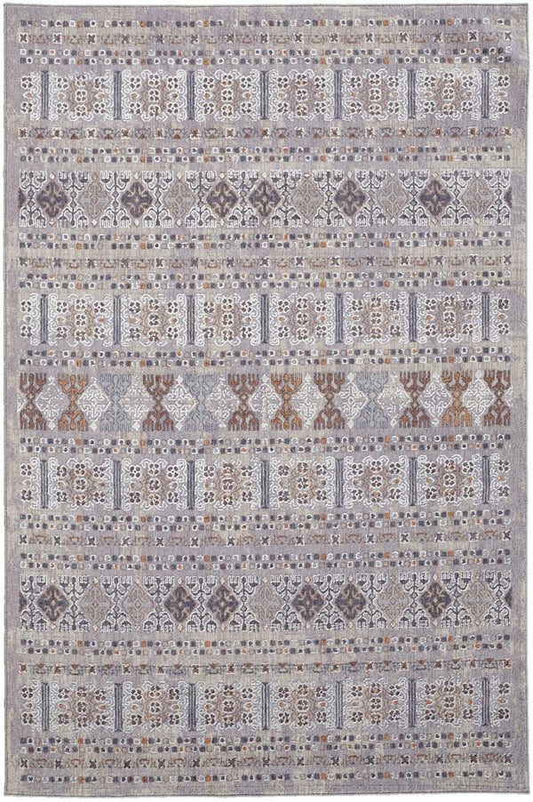 HomeRoots 12' Geometric Distressed Area Rug in Orange, Gray, and White - Stain-Resistant for Modern Spaces 12' X 15' 513749
