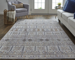 HomeRoots 12' Geometric Distressed Area Rug in Orange, Gray, and White - Stain-Resistant for Modern Spaces 12' X 15' 513749