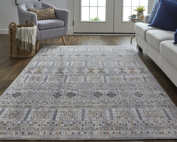 HomeRoots 12' Geometric Distressed Area Rug in Orange, Gray, and White - Stain-Resistant for Modern Spaces 12' X 15' 513749