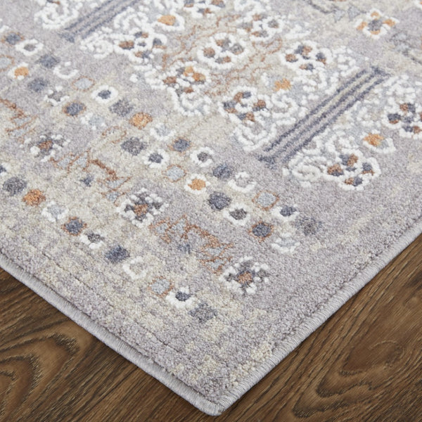 HomeRoots 12' Geometric Distressed Area Rug in Orange, Gray, and White - Stain-Resistant for Modern Spaces 12' X 15' 513749
