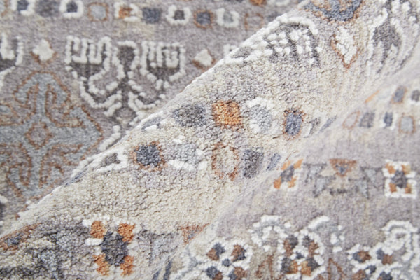 HomeRoots 12' Geometric Distressed Area Rug in Orange, Gray, and White - Stain-Resistant for Modern Spaces 12' X 15' 513749