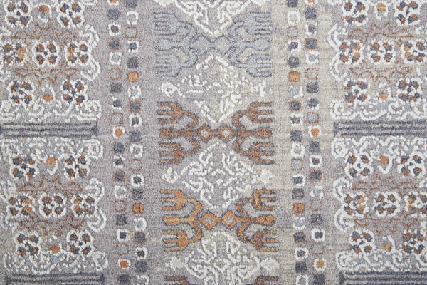HomeRoots 12' Geometric Distressed Area Rug in Orange, Gray, and White - Stain-Resistant for Modern Spaces 12' X 15' 513749