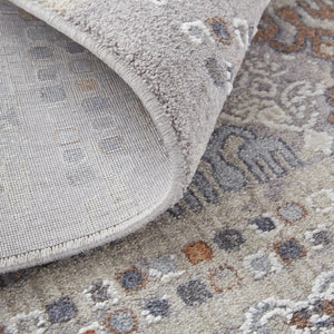HomeRoots 12' Geometric Distressed Area Rug in Orange, Gray, and White - Stain-Resistant for Modern Spaces 12' X 15' 513749
