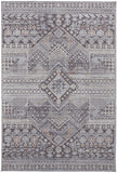 Homeroots 4' X 6' Ivory And Gray Geometric Power Loom Distressed Stain Resistant Area Rug  Polyester 513751