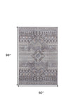 Homeroots 5' X 8' Gray And Ivory Geometric Power Loom Distressed Area Rug  Polyester 513752