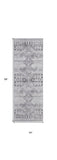 Homeroots 8' Ivory And Gray Geometric Power Loom Distressed Stain Resistant Runner Rug  Polyester 513757