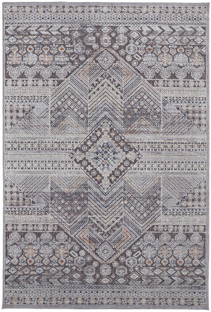 HomeRoots 12' Ivory and Gray Geometric Area Rug - Distressed, Stain-Resistant Design for Stylish Durability 12' X 15' 513758