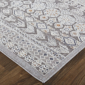 HomeRoots 12' Ivory and Gray Geometric Area Rug - Distressed, Stain-Resistant Design for Stylish Durability 12' X 15' 513758