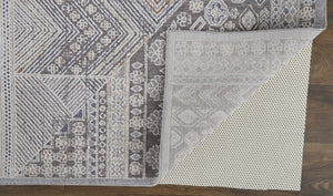 HomeRoots 12' Ivory and Gray Geometric Area Rug - Distressed, Stain-Resistant Design for Stylish Durability 12' X 15' 513758