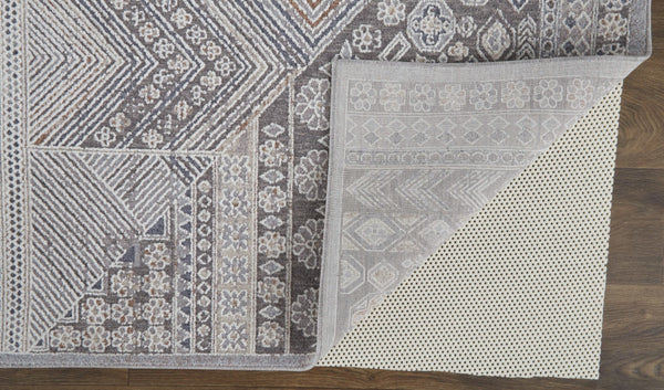 HomeRoots 12' Ivory and Gray Geometric Area Rug - Distressed, Stain-Resistant Design for Stylish Durability 12' X 15' 513758