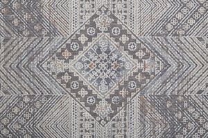 HomeRoots 12' Ivory and Gray Geometric Area Rug - Distressed, Stain-Resistant Design for Stylish Durability 12' X 15' 513758
