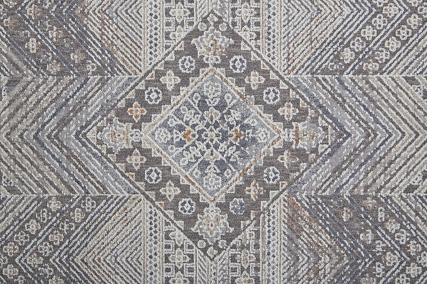 HomeRoots 12' Ivory and Gray Geometric Area Rug - Distressed, Stain-Resistant Design for Stylish Durability 12' X 15' 513758