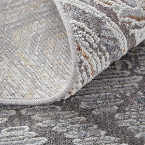 Homeroots 10' X 13' Ivory And Gray Geometric Power Loom Distressed Stain Resistant Area Rug  Polyester 513774