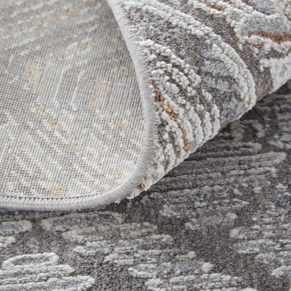 Homeroots 10' X 13' Ivory And Gray Geometric Power Loom Distressed Stain Resistant Area Rug  Polyester 513774