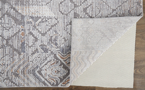 Homeroots 12' X 15' Ivory And Gray Geometric Power Loom Distressed Stain Resistant Area Rug  Polyester 513776