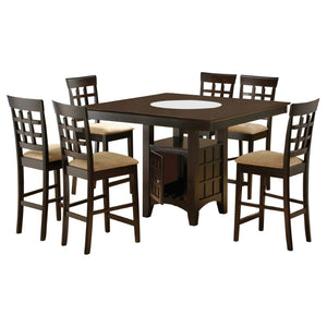 English Elm Tolland 7-Piece Counter-Height Dining Set In Warm Cappuccino With Beige Upholstered Seats & Storage B062S00885-GIGA
