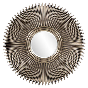 Howard Elliott Singapore Starburst Mirror - Large Round Silver Leaf Design With Beveled Glass For Home Décor Elegance Silver Polyurethane 5138-howard-elliott