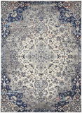 Homeroots 5' X 8' Ivory Gray And Blue Floral Power Loom Distressed Stain Resistant Area Rug  Polypropylene 513818