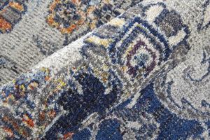 Homeroots 8' X 11' Blue And Ivory Floral Power Loom Distressed Non Skid Area Rug  Polypropylene 513827