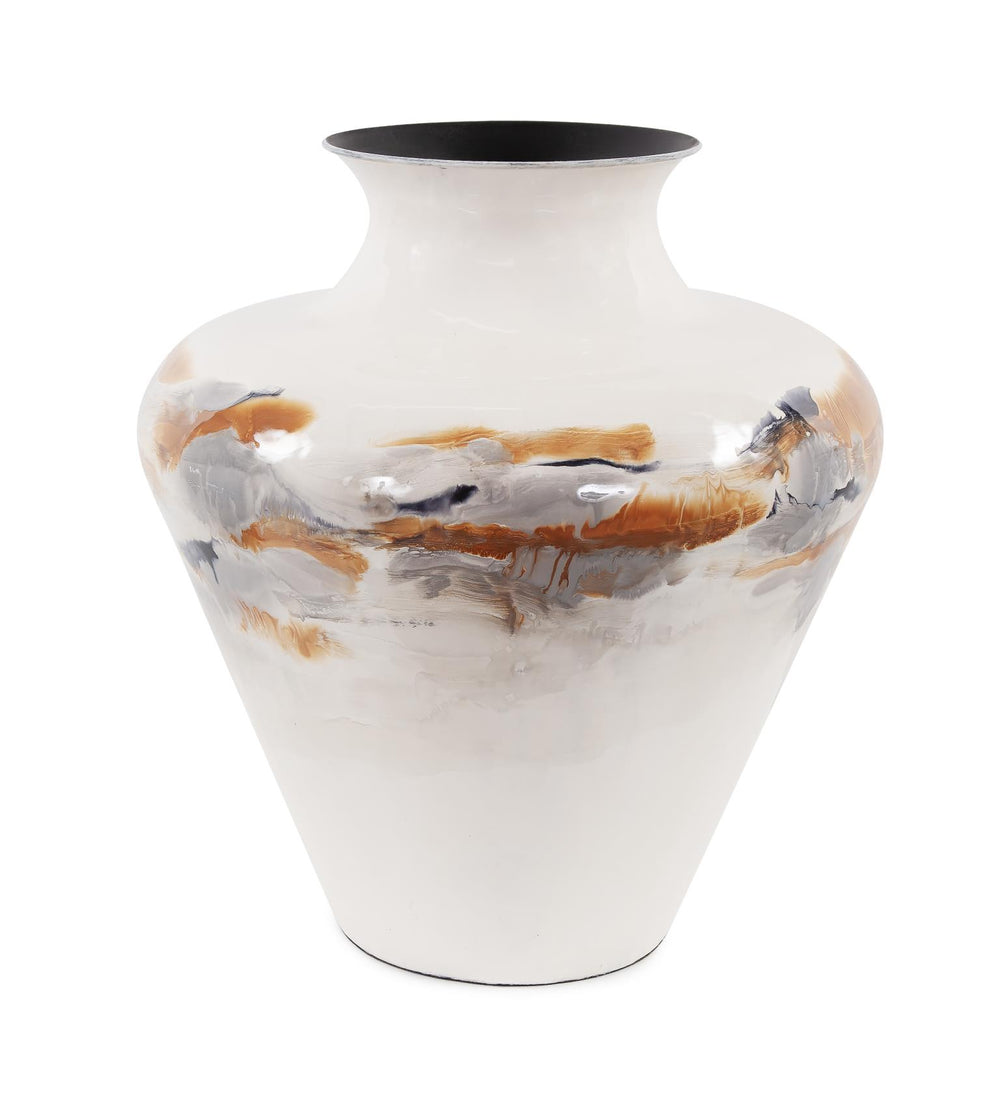Howard Elliott Lahar Handcrafted Iron Vase - Stunning Artisan Design Inspired By Volcanic Lava Flow Aesthetics White Iron 51382-howard-elliott