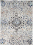 Area Rugs - Elegant Floral Design in Ivory Taupe and Blue, Stain Resistant for Lasting Beauty