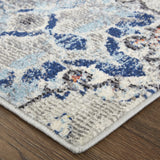 Homeroots 9' X 12' Ivory Taupe And Blue Floral Power Loom Distressed Stain Resistant Area Rug  Polypropylene 513835