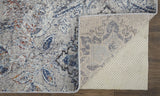 Homeroots 9' X 12' Ivory Taupe And Blue Floral Power Loom Distressed Stain Resistant Area Rug  Polypropylene 513835